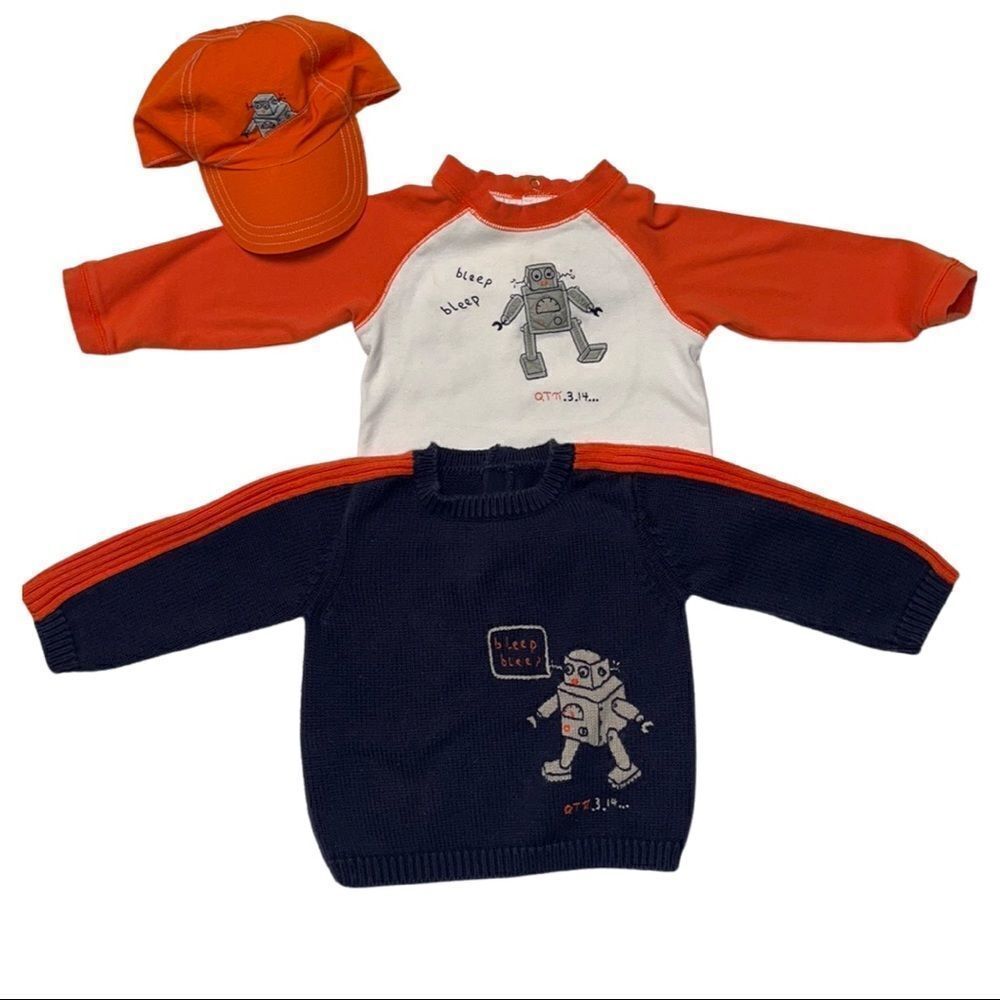 Gymboree‎ Robot Themed Shirt, Sweater and Matching Hat 12-18 months